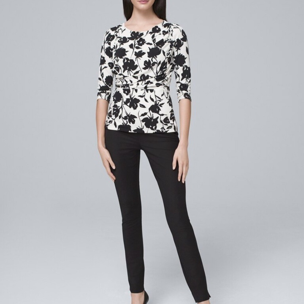 WHBM Draped-Front Floral Top Size Medium